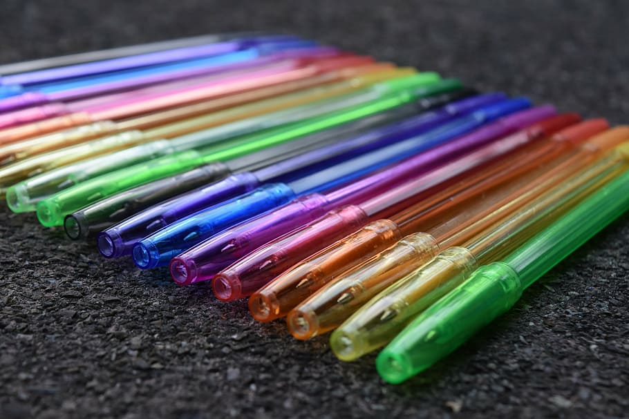 pen, writing implement, leave, office, colorful, color, office accessories, office supplies, stationery, coolie