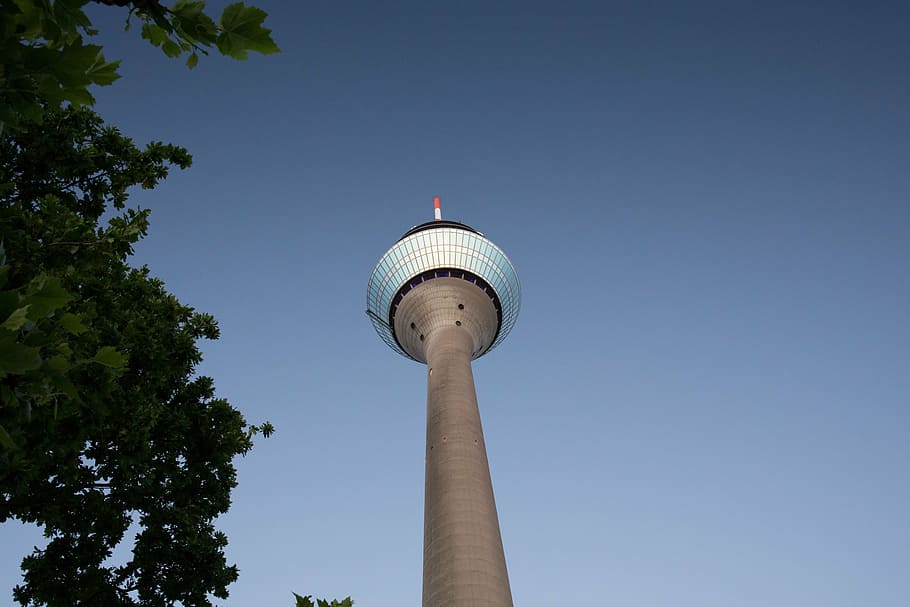 media harbour, rhine tower, düsseldorf, tv tower, modern, building, landmark, radio tower, port, urban