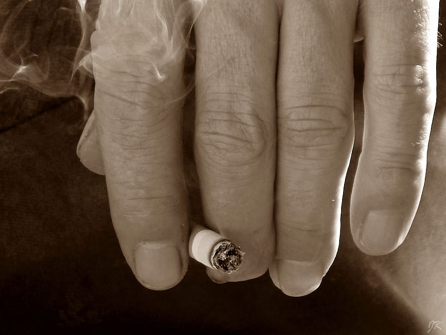 hand, smoke, cigarette, nails, macro, human hand, human body part, body part, ring, jewelry