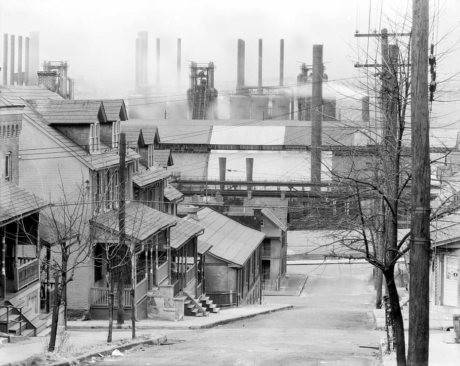 south, bethlehem, 1935,, looking, north, houses, South Bethlehem, Bethlehem Steel, Pennsylvania, 1935