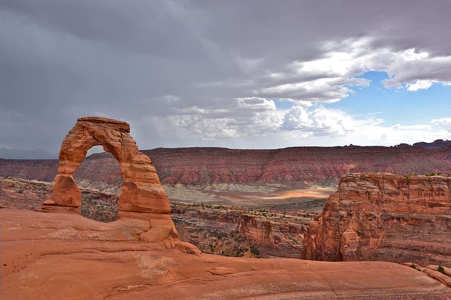 arches national park, utah, usa, america, cloudy, cloudiness, arches, hiking, adventure, sand stone