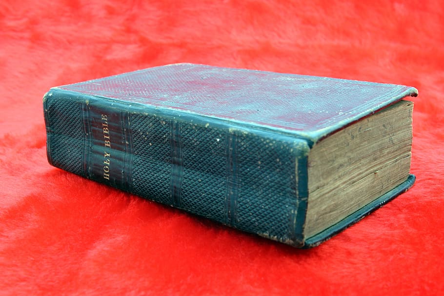libro azul cubierto, más allá, malo, bautista, creencia, biblia, negro, blasfemia, libro, católico