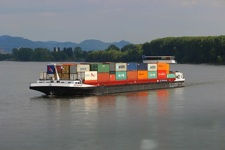 Rhine, Shipping, Industry, shipping, industry, inland waterway transport, transport, cargo ships, water, ship, transport of goods