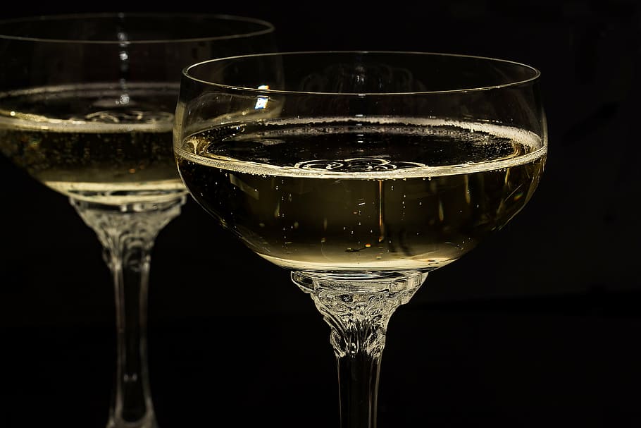 close, photography, two, margarita glasses, filled, liquor, champagne glasses, champagne, glasses, drink