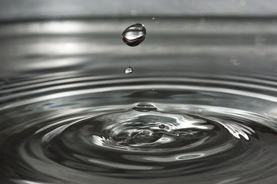 water droplet, creating, ripple, drip, drop of water, wave, wet, water, drop, rippled