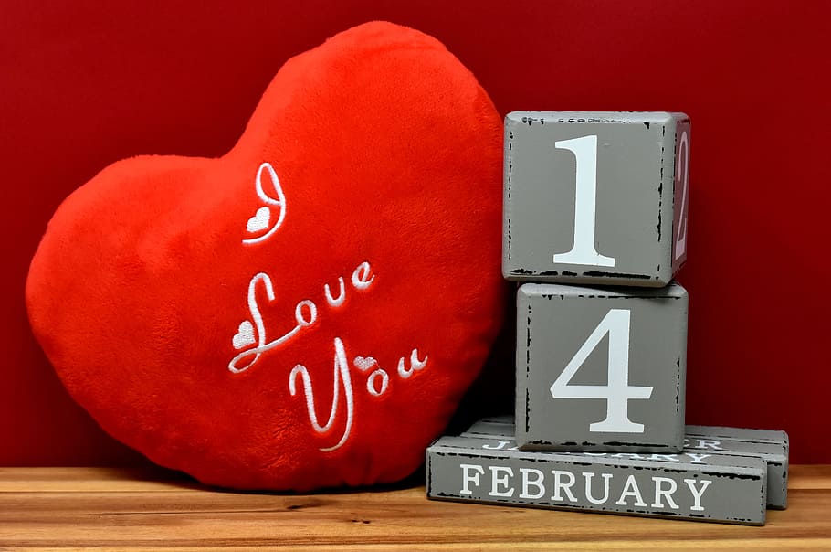 bentuk hati, merah, putih, aku cinta, melempar, bantal, hari valentine, 14, februari, cinta