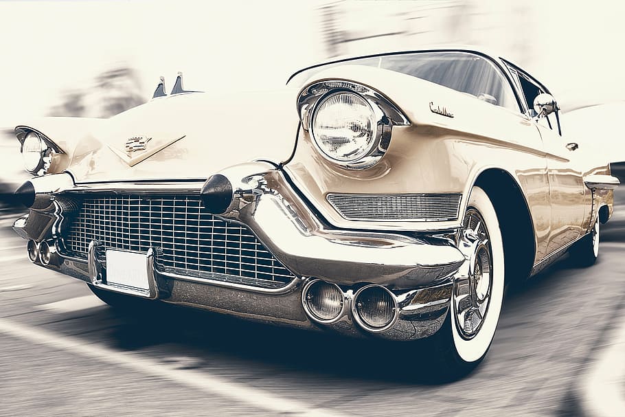 vintage, white, coupe car, auto, car, cadillac, oldtimer, automotive, vehicle, american