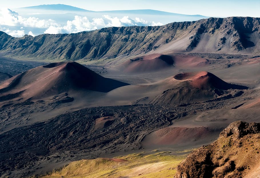 fotografia de paisagem, montanhas, cratera, cratera haleakala, Havaí, paisagem, natureza, ao ar livre, cênico, vulcão