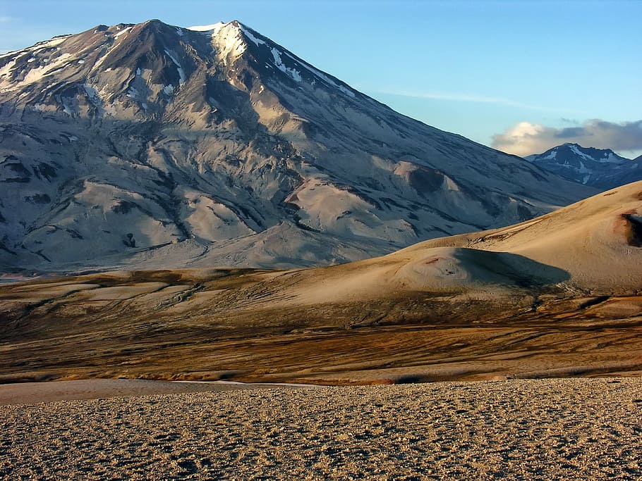 brown, sand background, gray, mountain, daytime, alaska, landscape, scenic, mountains, snow