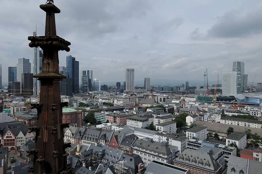 casco antiguo, casco histórico, rascacielos, FFM, Frankfurt, fachada, arquitectura, edificio, horizonte, Manhattan