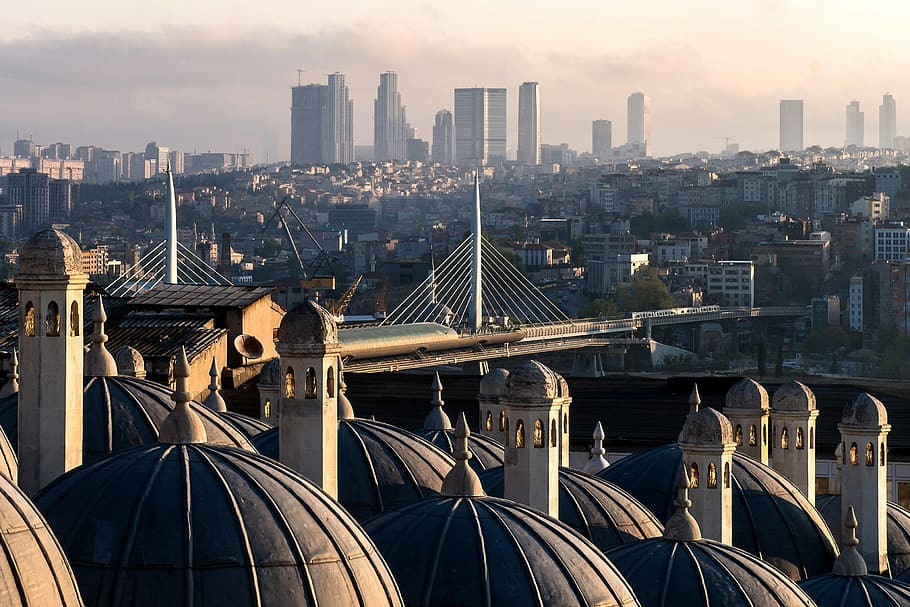dome building photo, daytime, istanbul, turkey, süleymaniye mosque, architecture, religious monuments, bridge, building, morning