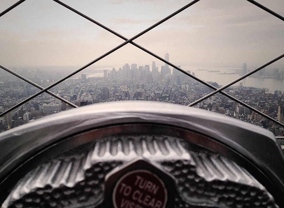 espectador de la torre, puesto de observación, cerca, horizonte, cielo, nueva york, ciudad, vista, tejados, edificios