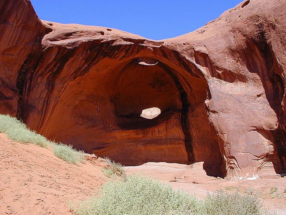 monument valley, cave, hole, usa, arizona, national park, navajos, rock, rock - object, rock formation