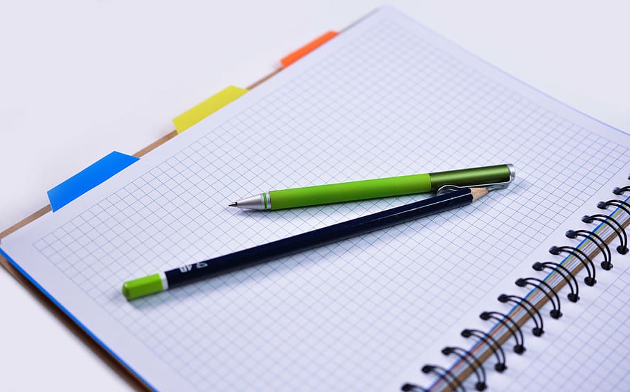 緑, クリックペン, 黒, 鉛筆, グラフィック, ノート, ペン, 教育, オフィス, ビジネス