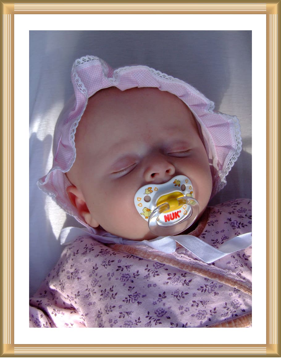 white, pacifier, mouth, baby, infant, child, small child, girl, sleep, sleeping