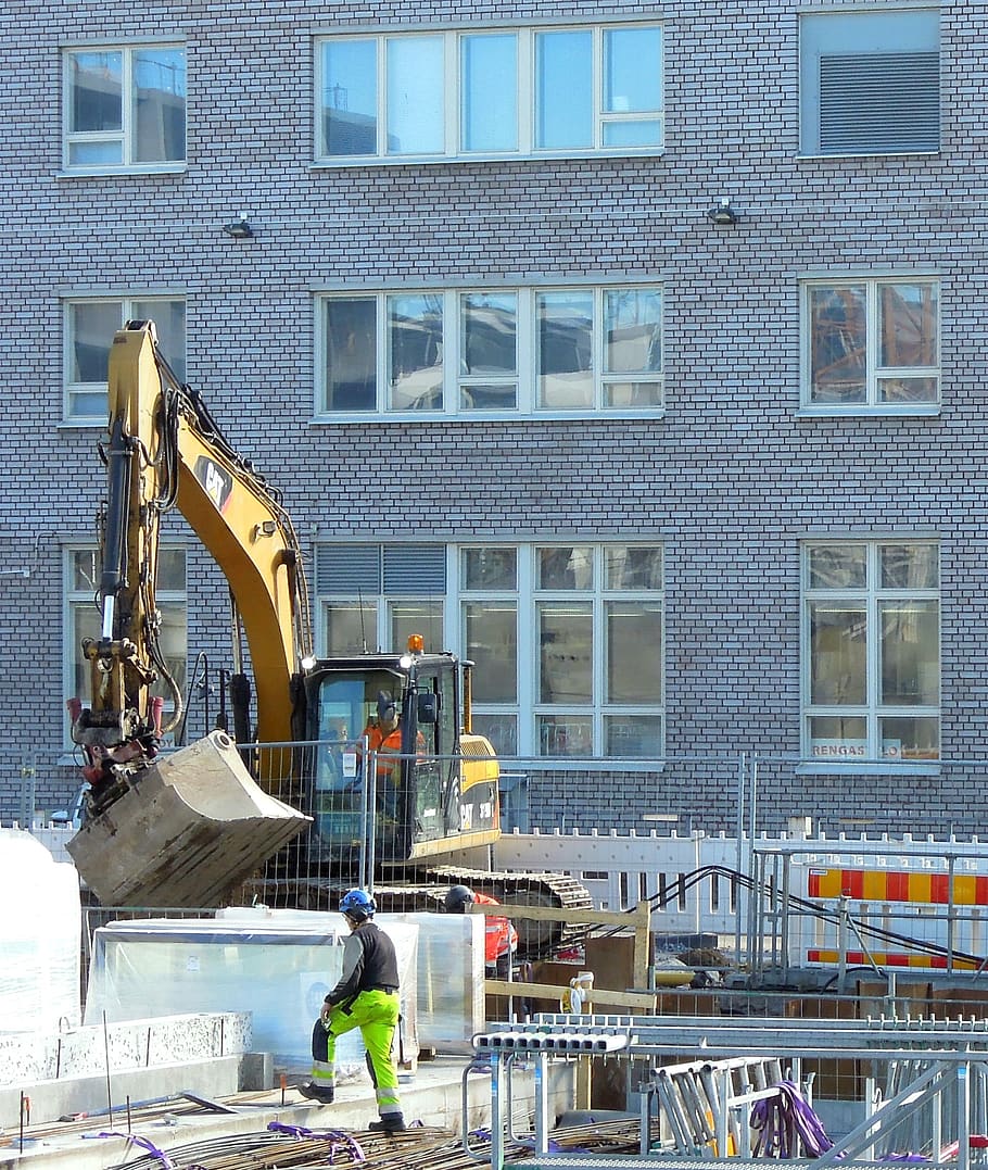 edificio, trabajo de construcción, sitio de construcción, finlandés, para construir una grúa, alto, bloque de pisos, ventanas, casa, máquina de construcción