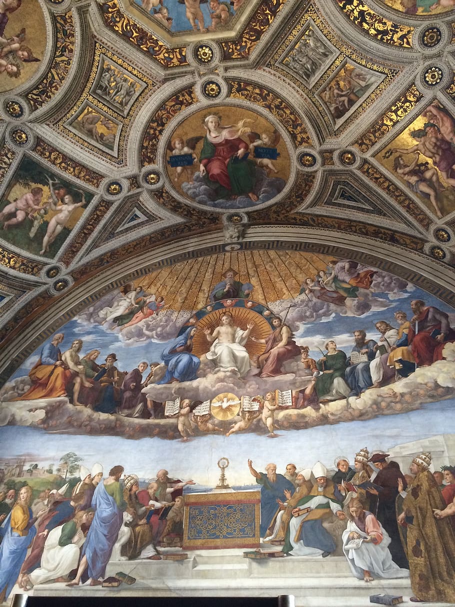 vatican museum, art, religion, gallery, ceiling, antique, italy, fresco, renaissance, roman