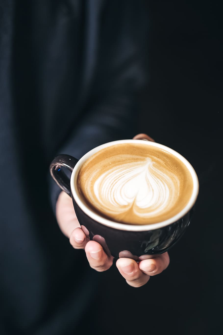 coffee, capuchino, hot, dark, drink, hand, coffee - drink, coffee cup, human hand, mug