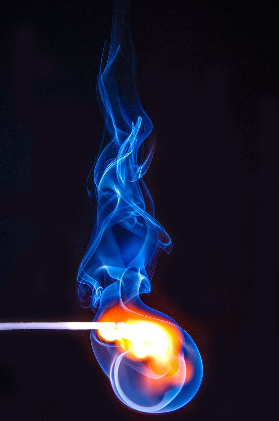 lighten stick match, match, burn, flame, hot, yellow, red, blue, smoke, ignite