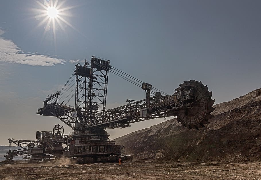 mineração a céu aberto, carbono, carvão marrom, indústria, mineração, tecnologia, remoção, mercadoria, energia, escavadeiras