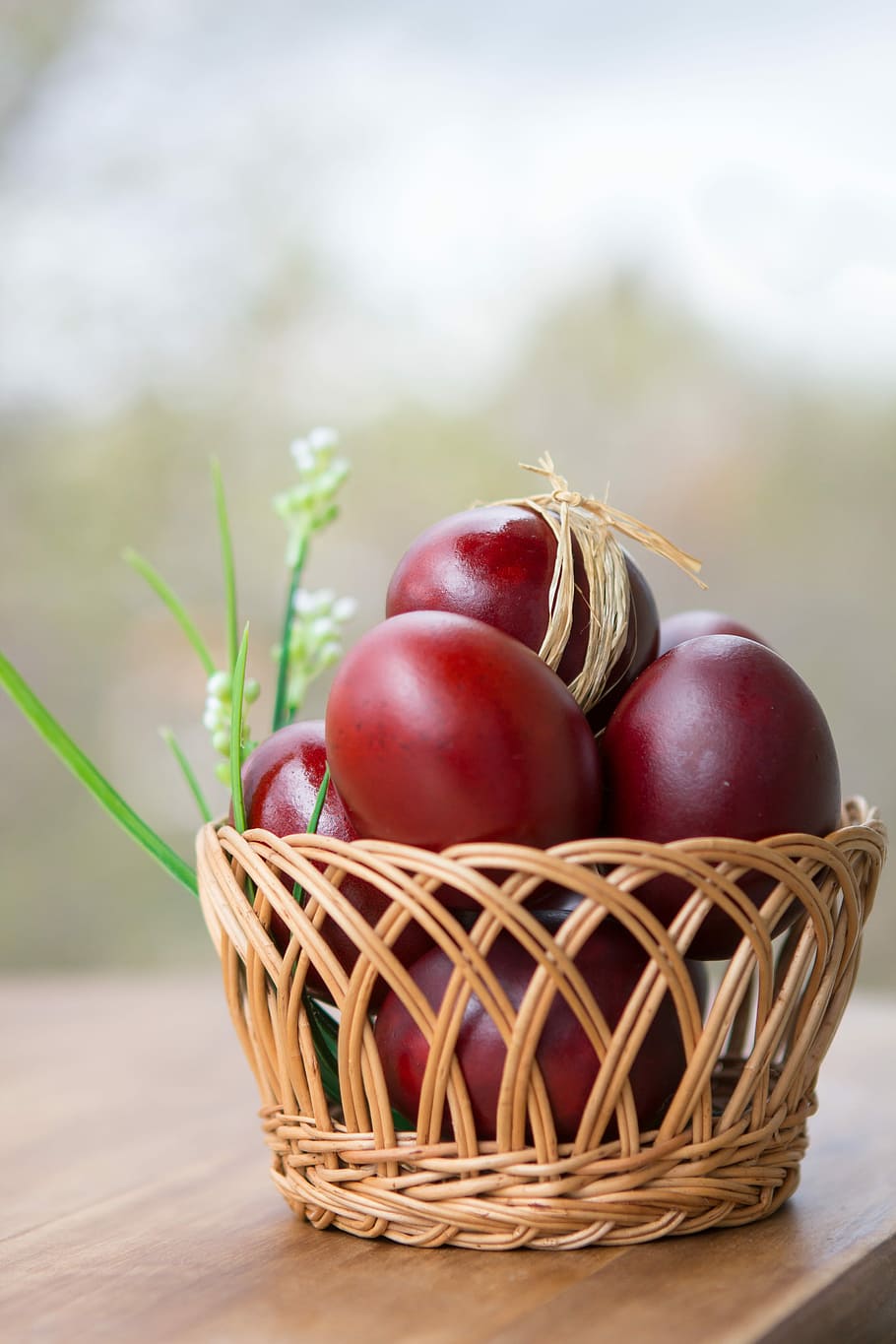 red, eggs, basket, easter, spring, holiday, christ is risen, food, nature, food and drink