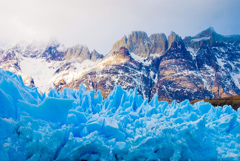 snowfield, mountains, daytime, glacier, patagonia, ice, nature, torres del paine, chile, snow