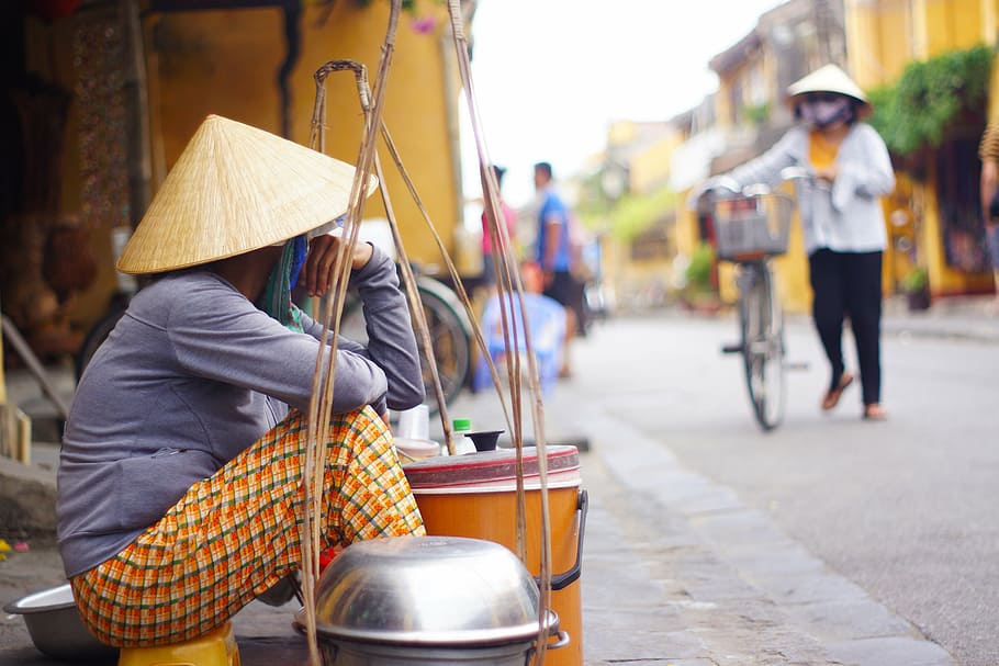 vietnamita, vendedor, calle, gente, culturas, escena urbana, hombres, ciudad, personas reales, personas incidentales