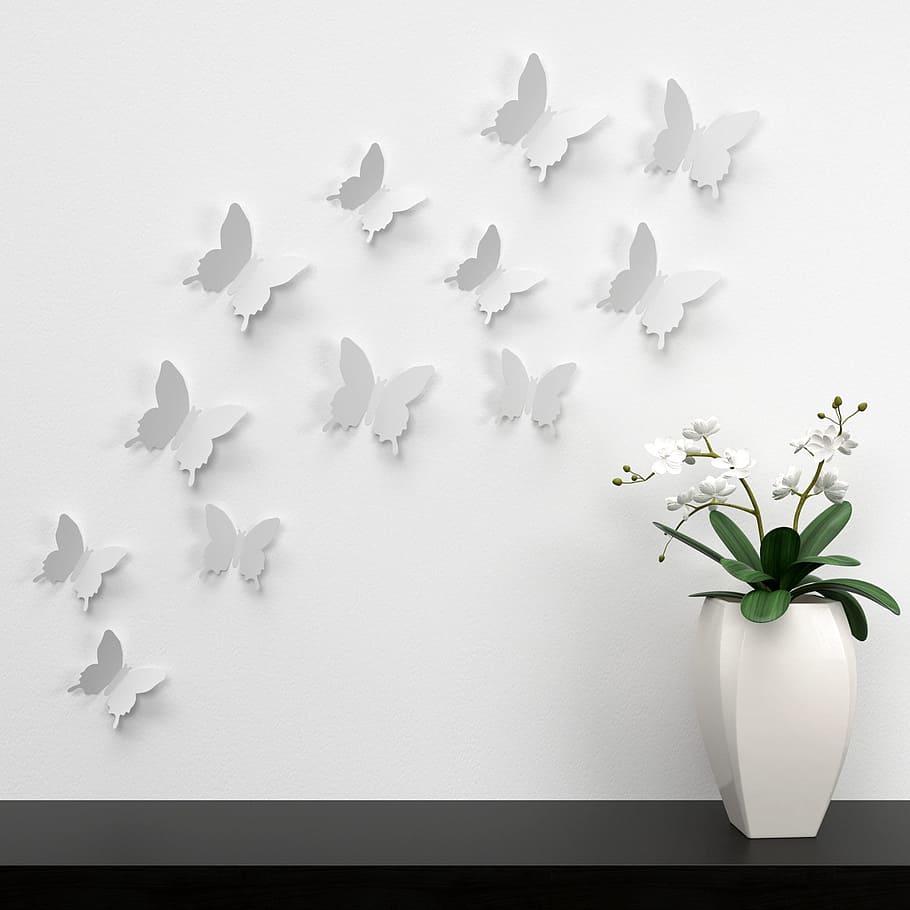 Butterfly, Wall, Decoration, Color, paper decoration, colorful, pleasure, sticker, indoors, white