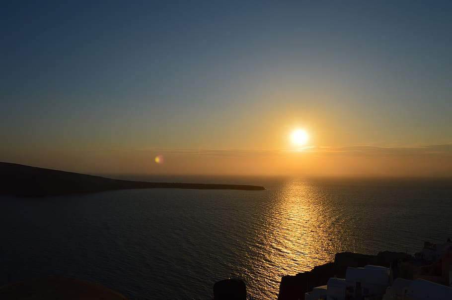 Oia, Santorini, Grecia, isla, islas griegas, puesta de sol, mar Egeo, Cícladas, Kyklades, islas Cícladas