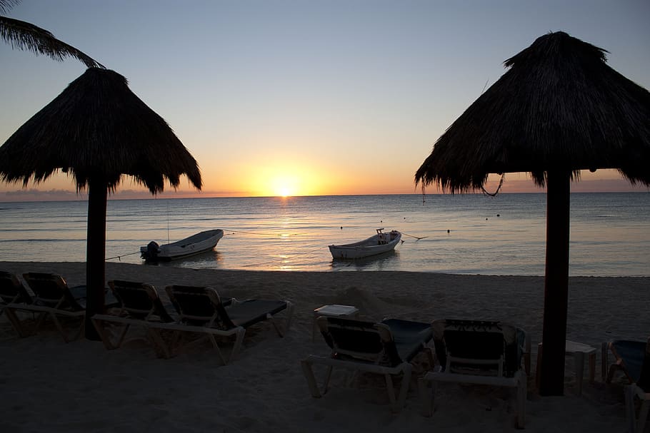 Sunset, Mexico, Tulum, Nature, Sun, beach, sea, water, travel, sky