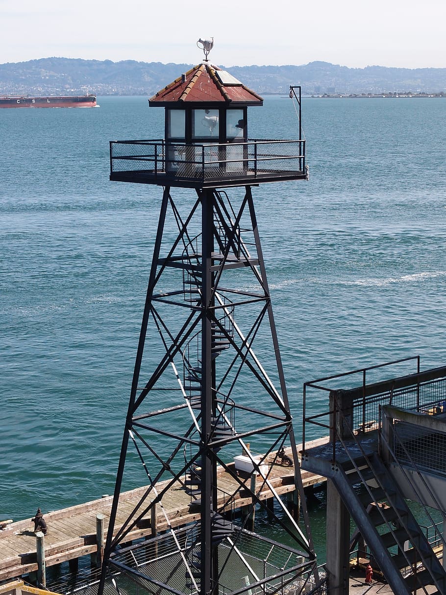 tower, alcatraz, ocean, attraction, bay, california, famous, tourism, travel, san