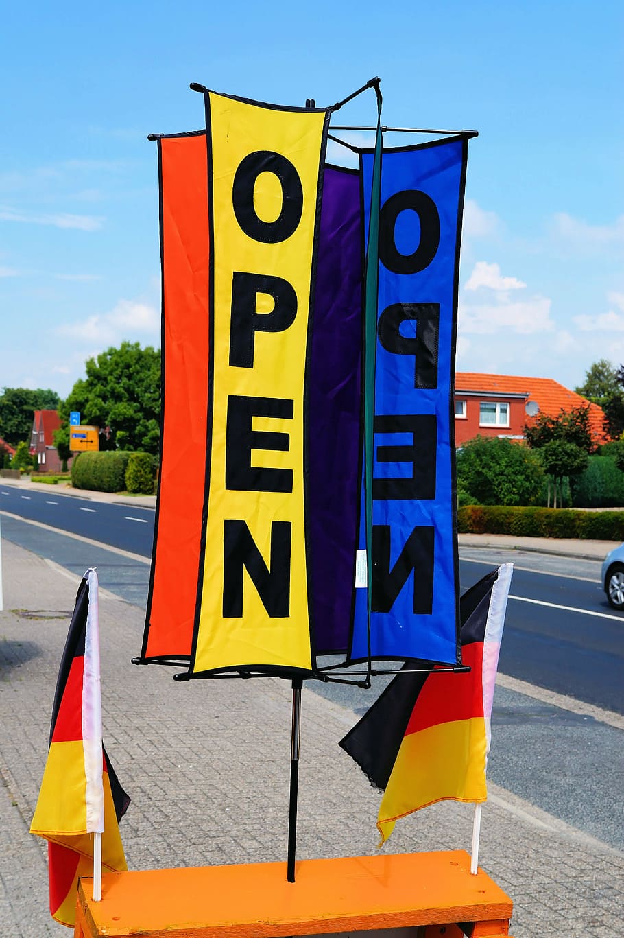 signs, turning, open, multi coloured, striking, business, invitation, colorful, color, sign