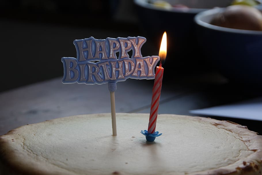 birthday, greeting, birthday cake, celebrate, candle, cheesecake, kuchendeko, congratulations, burning, flame