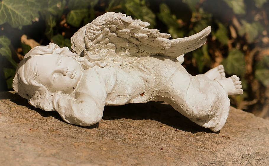 ángel, figura, durmiendo, soñando, figura de piedra, representación, escultura, estatua, arte y artesanía, sin personas
