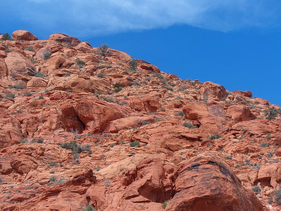 mountain, rocks, climbing, calico basin, red rocks, las vegas, nevada, red, desert, scenic