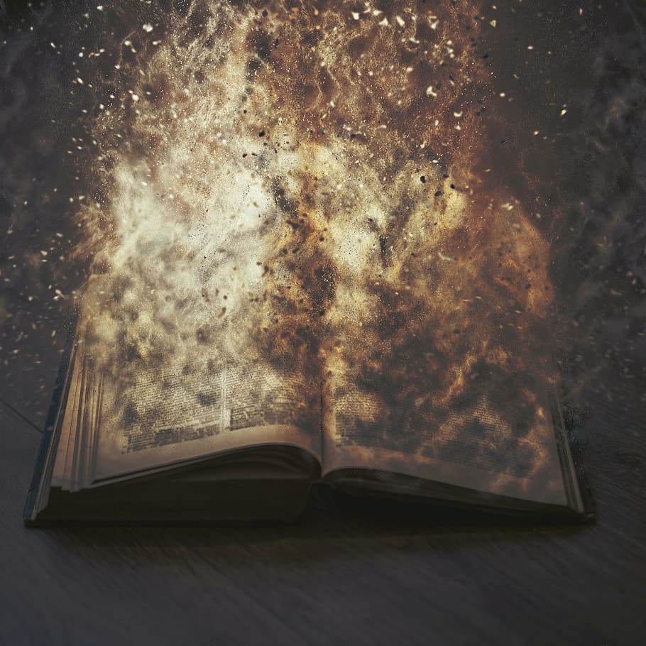 burning, book artwork, book, pages, sheet, novel, letters, fire, sparks, particles