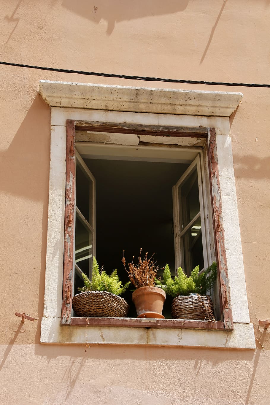 Window, Plant, Old, Idyll, window, plant, potted plant, window sill, home interior, indoors, architecture