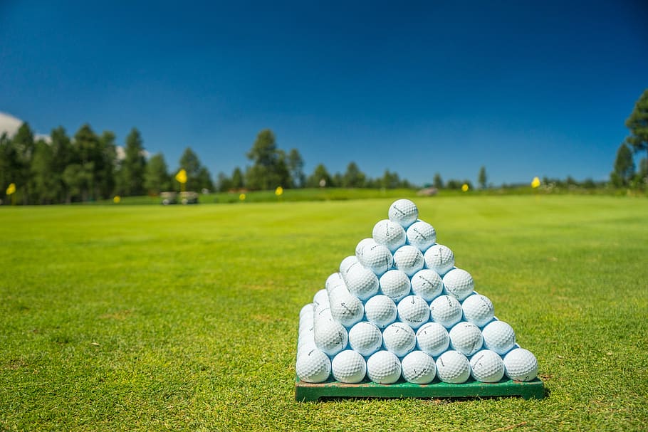 white, golf balls, green, fieled, golf, course, club, golfing, golf ball, balls