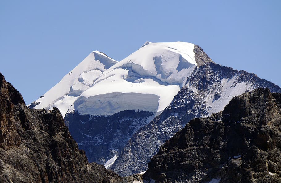 boné de neve, Piz Palu, avalanches de neve solta, grupo bernina, altos alpes, montanhas, suíça, sudeste da suíça, bernina, alpino
