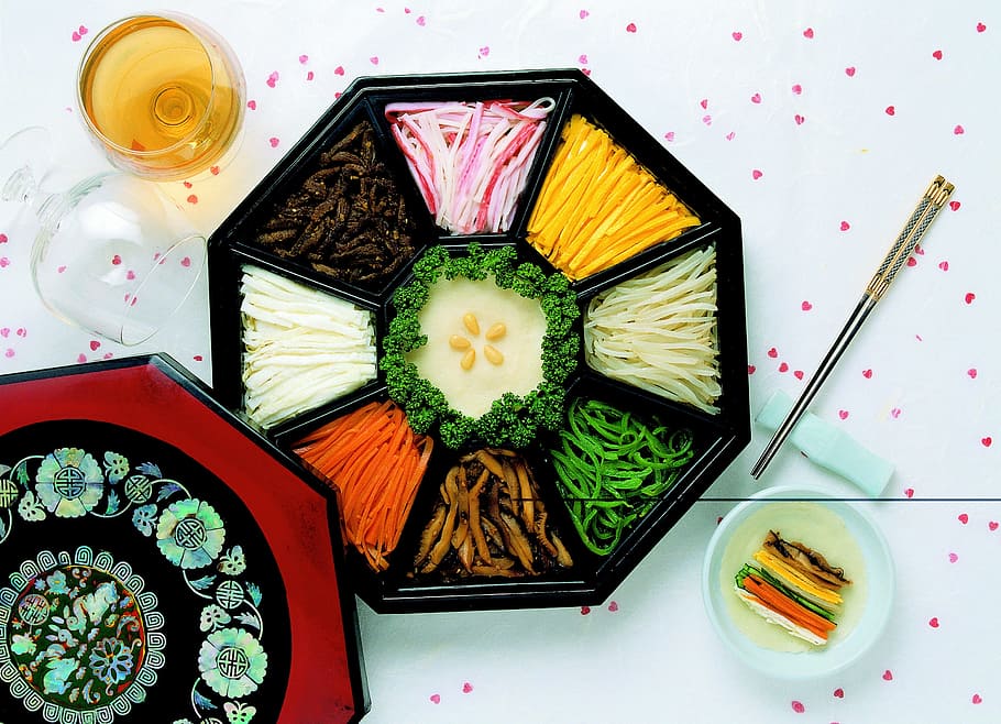 flat-lay photography, cooked, food, snacks, cooking, pork, meat, seasoning, wine side dishes, korean food