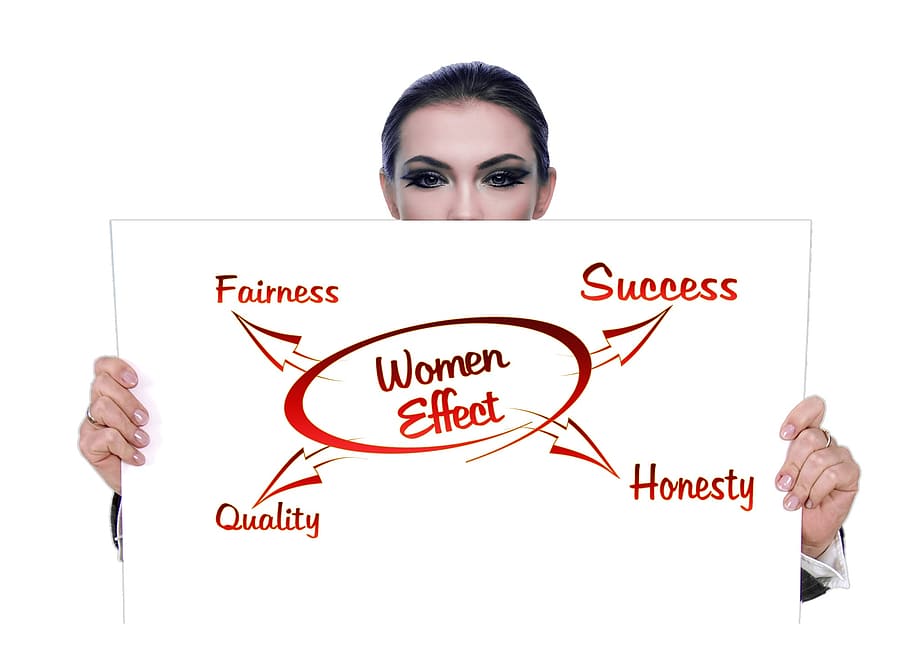 signage efek wanita, wanita, dunia bisnis, kepala, pernyataan misi, ekonomi pasar, profil, pengusaha, siluet, moto