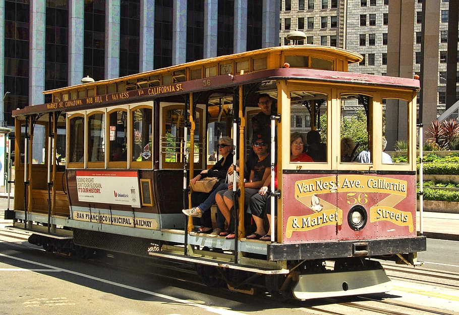 tram, tramway, travel, street, cable car, transportation system, city, tourist, san francisco, streetcar