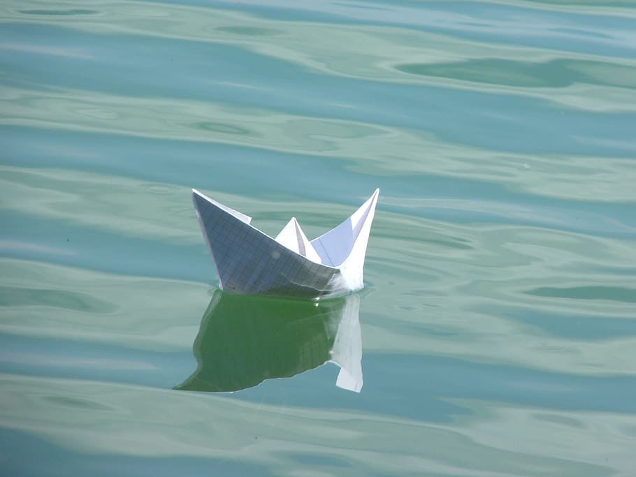 white, boat paper, body, water, papierschiff, boot, ship, fold, origami, paper