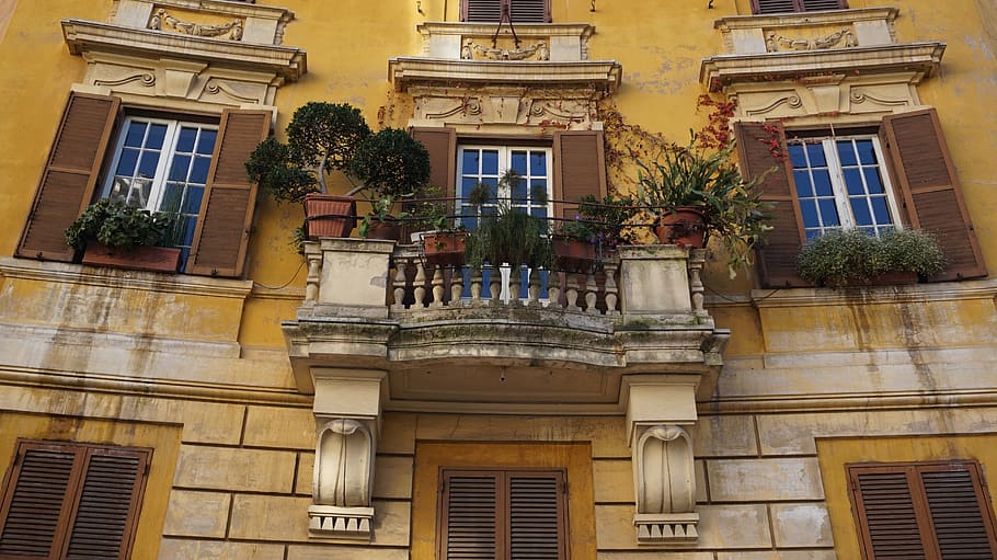 Roma, colina Oppian, varanda, arquitetura, janela, fachada, construção Exterior, Europa, casa, história