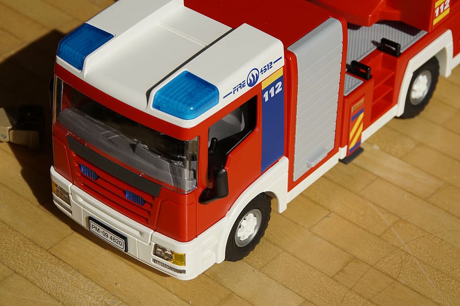 fire, fire truck, toys, toy car, children, child, boy, play, playmobil, land vehicle