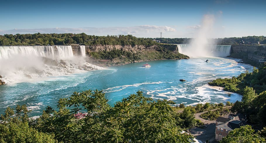 body, water, clear, blue, sky, Niagara Falls, Waterfall, Canada, ontario, spray