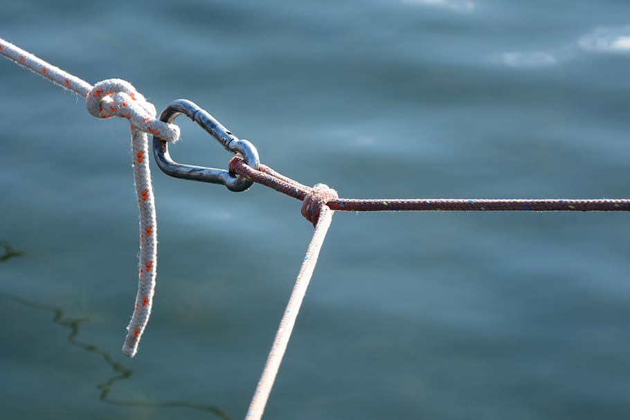 carbine, knot, connection, dew, rope, fixing, strand, leash, cordage, detention