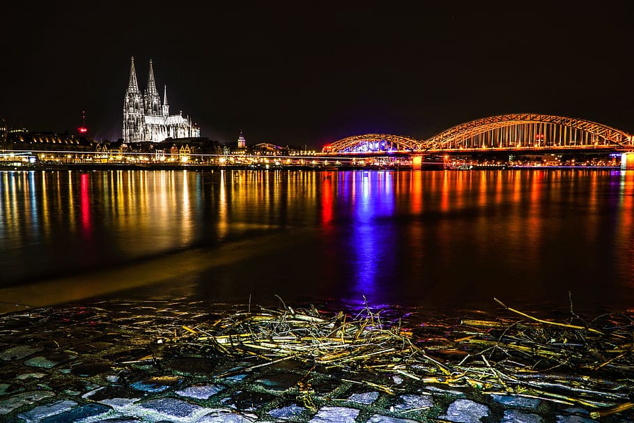 Cologne, Bridge, Dom, deutzer bridge, cologne cathedral, river, old town, harbor promenade, places of interest, downtown