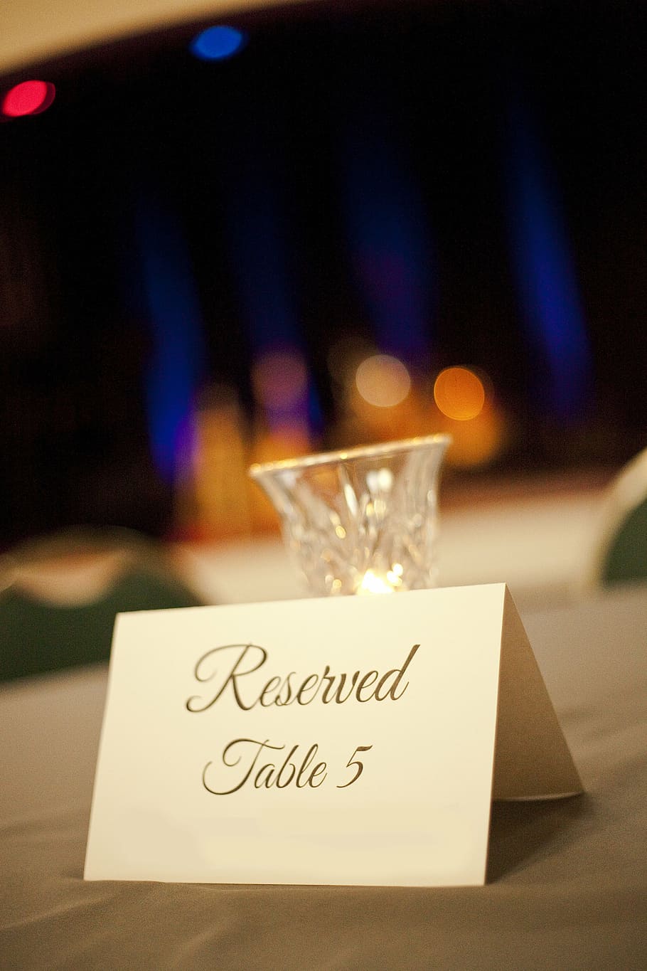 reserved, table 5 paper, glass cup, reservation, event, table, celebration, dinner, banquet, restaurant