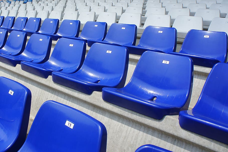 stand, stadium, chair, netherlands, seat, blue, in a row, absence, sport, empty
